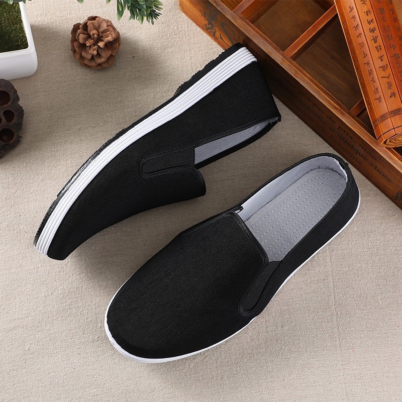 Wholesale Old Beijing Cloth Shoes for Men, New Style Work Shoes for Middle-Aged and Elderly People, Black Cloth Shoes, Old Eighth Road Slip-On Cloth Shoes