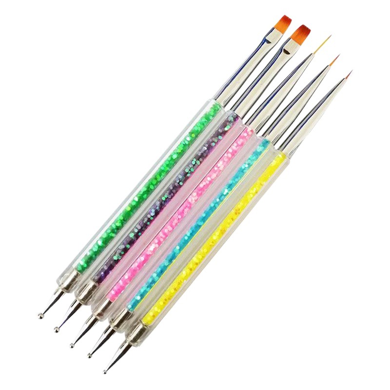 5 sets de herramientas de uñas varilla de acrílico lentejuelas/Shell polvo taladro pluma fototerapia pluma dibujo de doble propósito pluma