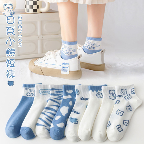 Socks Women's Short Socks Summer Thin Shallow Mouth Cotton Socks Low-cut Spring Short Cute Japanese Medium Socks Spring and Autumn