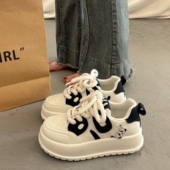 厚底小白鞋女秋冬季松糕熊貓板鞋2025新款百搭休閒運動老爹鞋