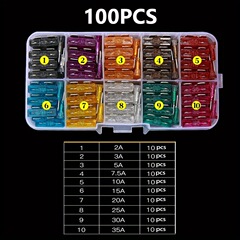 クロスボーダー専用100pcs/50pcs自動車中号プラグ式保険シート車用ヒューズセットケースATC