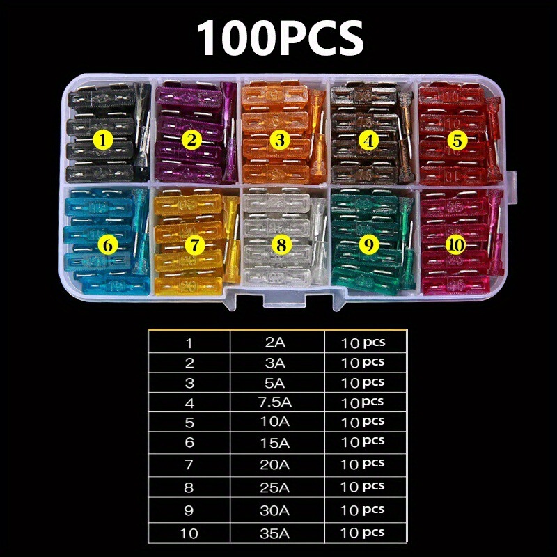 クロスボーダー専用100pcs/50pcs自動車中号プラグ式保険シート車用ヒューズセットケースATC|undefined