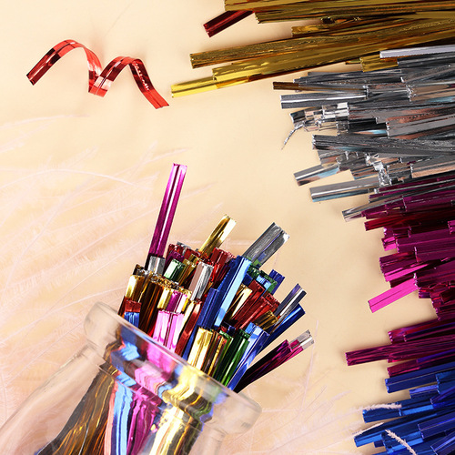 Factory direct sale 8cm colored food sealing ribbon, food gift, food sealing and tying ribbon, gold and silver tying thread