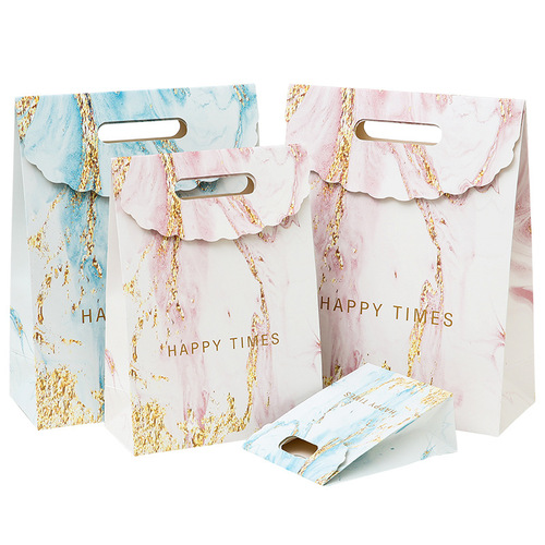 Nordic ins style marble gift bag hand bag hand paper bag teacher holiday gift bag clothing packaging bag