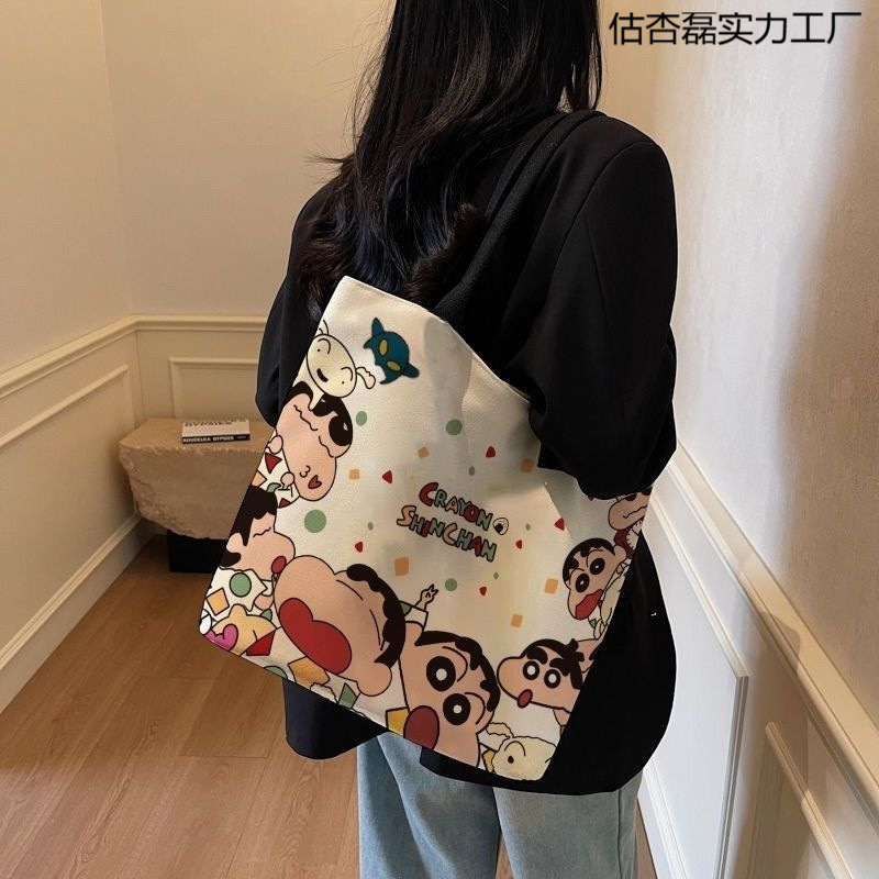 热销卡通帆布包包女2025新款大容量手提袋学生通勤单肩托特挎包|undefined
