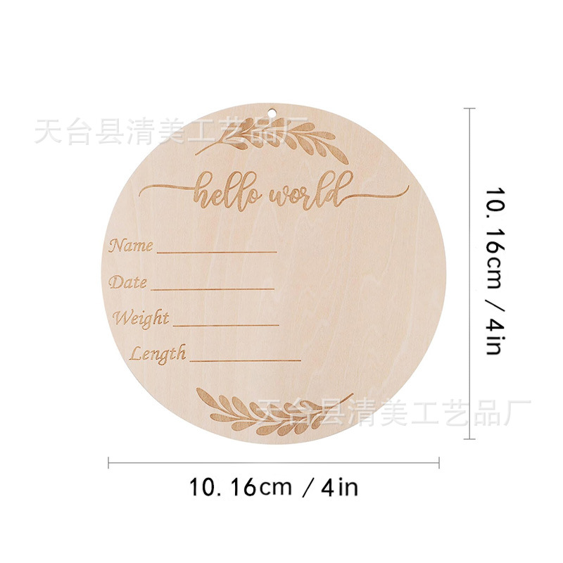 10,16 cm crecimiento del bebé placa conmemorativa del bebé placa conmemorativa del bebé accesorios de la foto del recién nacido pieza de madera redonda