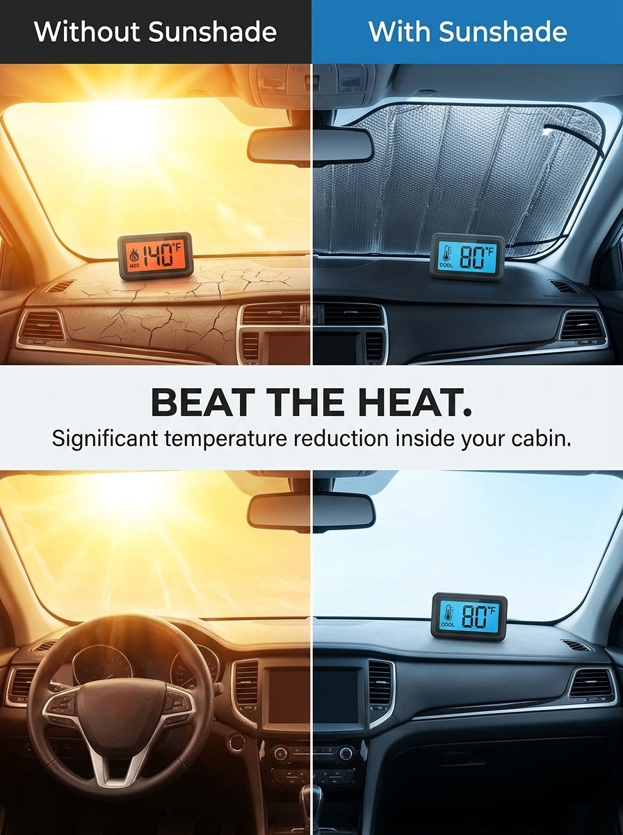 Thickened aluminum film car front sunshade for hatchbacks, specialized for sun protection, heat insulation, and rain protection