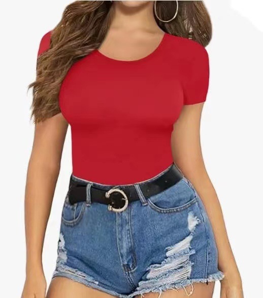 318g Weight Long Sleeve Sleeve Length Shorts Pants Length Acetate Fiber Fabric Type Mid Waist Waist Line Rompers Pants Type Stretchy Elasticity Bodysuits Tops Type Holiday, Daily Occasion Skinny Fit Type Solid Color Pattern Summer, Spring Season Women's Gender Streetwear Style Wholesale Women's Streetwear Solid Color Long Sleeve Bodysuits 16