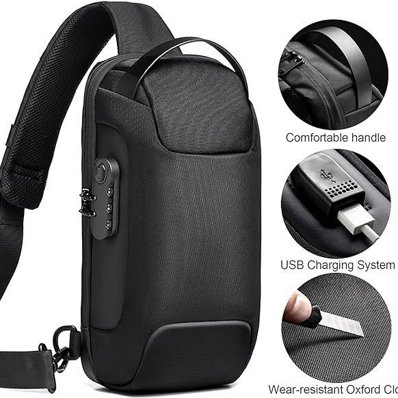 Waterproof, Scratch-Resistant, Anti-Theft Password Lock Crossbody Bag, Oxford Cloth Crossbody Bag, Single Shoulder Crossbody Chest Bag, Anti-Theft Password Lock