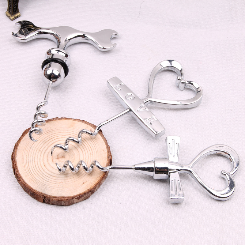 心形开瓶器起子锌合金跨境经典红酒钻启瓶工具婚庆商务创意礼品