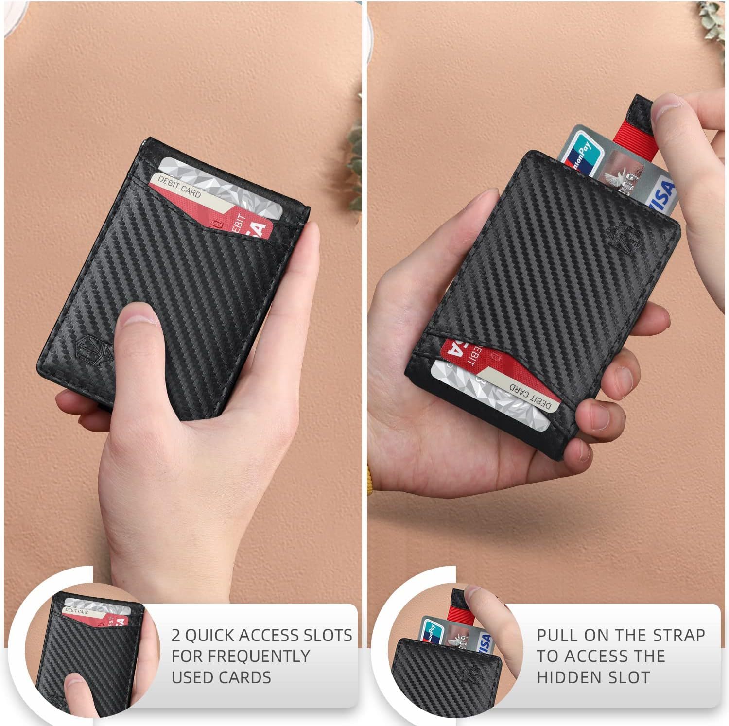 Fabricantes transfronterizos de monedero de dólar multi-tarjeta cubierta de tarjeta de fibra de carbono doble cartera de cambio para hombres sensación de alto nivel