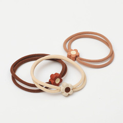 Navy Blue Coffee Color Korean Flower Accessory Hair Tie Felt Hairband Children Simple High Elastic Ponytail Hair Ring Hair Cord
