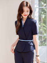 名媛风时尚职业小西装无领西装套装女夏季短电商网店代理一件代发