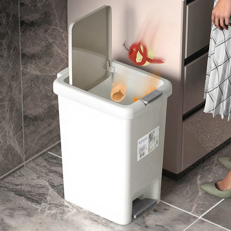 Trash Can with Lid, Capacity for Dormitory, Toilet, Household Waste, Bathroom, Large Size for Kitchen, Bedroom, Living Room, Can Be Stepped on