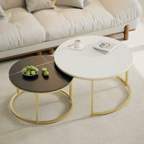 Slate mother-in-law coffee table, simple small apartment, modern living room, light luxury round tea table, mother-in-law coffee table combination table