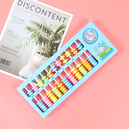 Primary school students calculator abacus cartoon teaching aids plastic abacus stationery 7 beads 11 gears abacus mental arithmetic wholesale