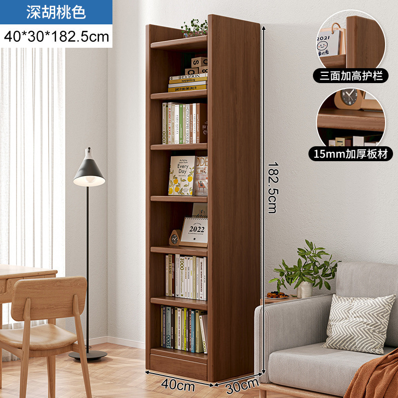 Estantería de madera, librero estrecho junto al escritorio, mueble de pared, armario de almacenamiento, vitrina, estantería de almacenamiento para sala de estar, mueble de pie. image 13