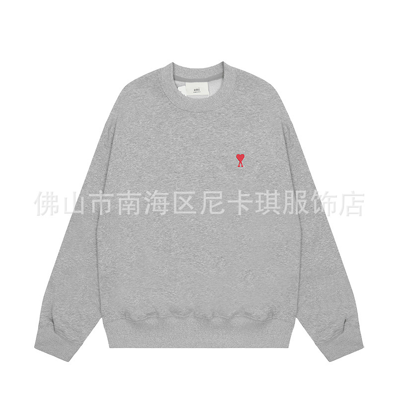 ami スウェットシャツ大きな愛の刺繍秋冬クロスボーダールーズコットントレンディブランド男性と女性のカップルトップラウンドネック長袖|undefined