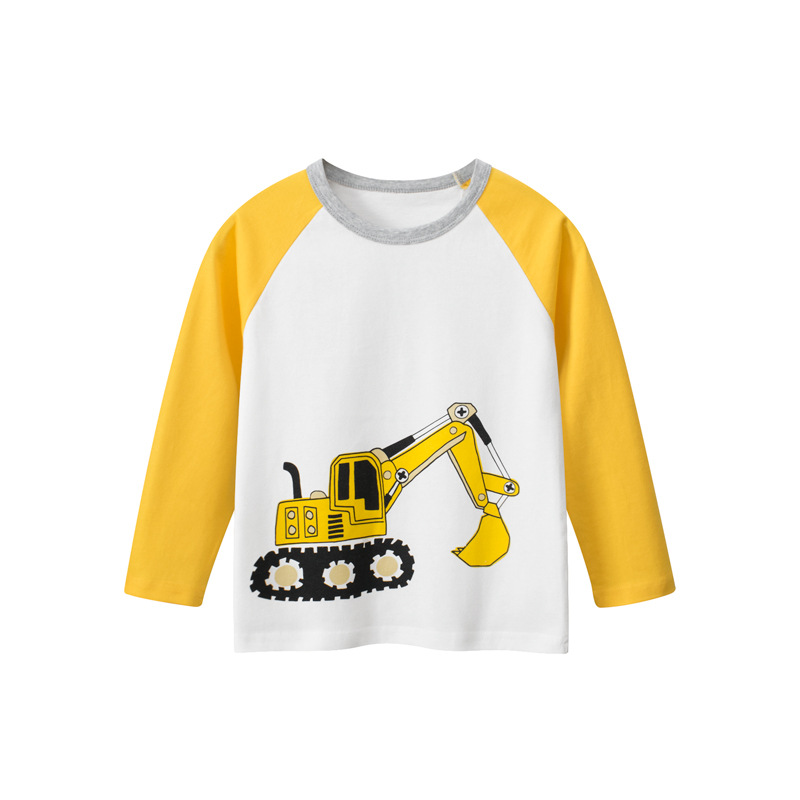 27kids ropa infantil transfronteriza camiseta de manga larga para niños otoño nuevo estilo 2024 camisa de fondo para hombres de moda ropa de bebé al por mayor