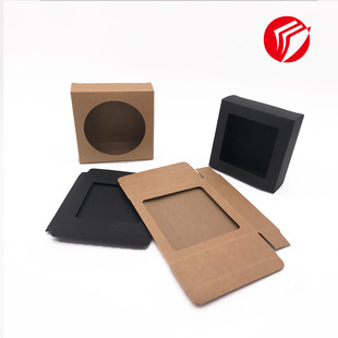 Coaster packaging box source factory batch wholesale black paper rectangular folding box spot kraft paper window