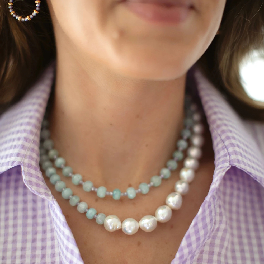 62g Weight Freshwater Pearl Pendant Material Necklace Classification Titanium Steel Chain Material 2 PCS/Package Quantity Beach, Tea Party Occasion Freshwater Pearl, Titanium Steel Material Geometric Pattern Women's Gender Beaded, Plating Design Elegant, Streetwear Style Elegant Streetwear Geometric Freshwater Pearl Titanium Steel Wholesale Necklace 1