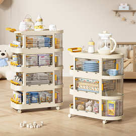 宝宝用品收纳柜喂养台置物架卧室可移动小推车储物奶瓶杂物收纳架