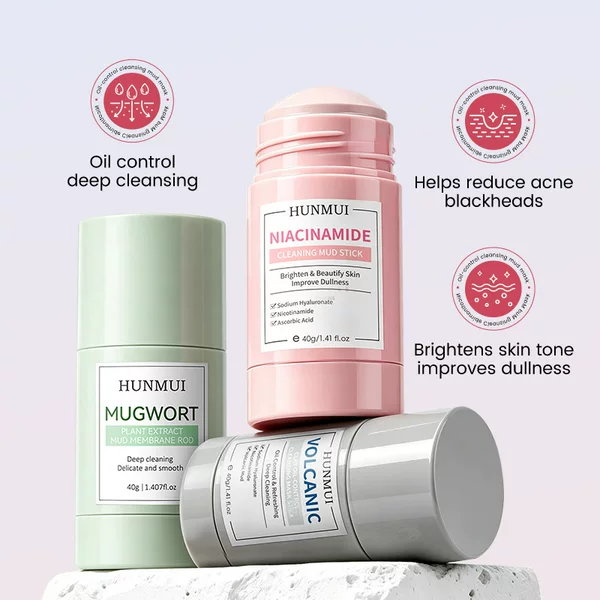 Foreign Trade English Version Mugwort Plant Extract Mud Mask Stick, Cleansing and Applying Type, Niacinamide Volcanic Mud Oil Control Mud Mask Stick Wholesale