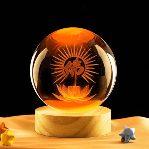 Lámpara de noche de bolas de cristal de loto Zen creativo chino decoración de escritorio decoración del gabinete de entrada decoración del dormitorio regalo