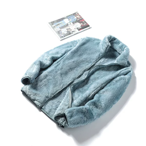 Coral Fleece Jacket for Men, Thickened Windproof and Warm Outdoor Sports Hiking Jacket with Fleece Lining, Cardigan Jacket for Women