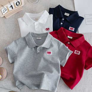 Children's Short-Sleeved 2025 Summer Japanese Fashion Brand Heart T-Shirt for Boys and Girls, Baby and Kidsren's Style Lapel Polo Shirt
