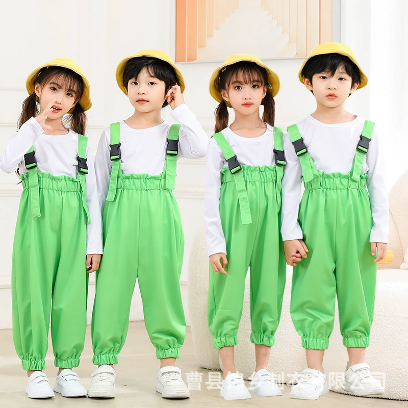 Детский весенне-осенний костюм 2023 г. Новый милый корейский стиль в западном стиле, брюки с ремешками интернет-знаменитостей для больших детей, костюм-тройка для брата и сестры