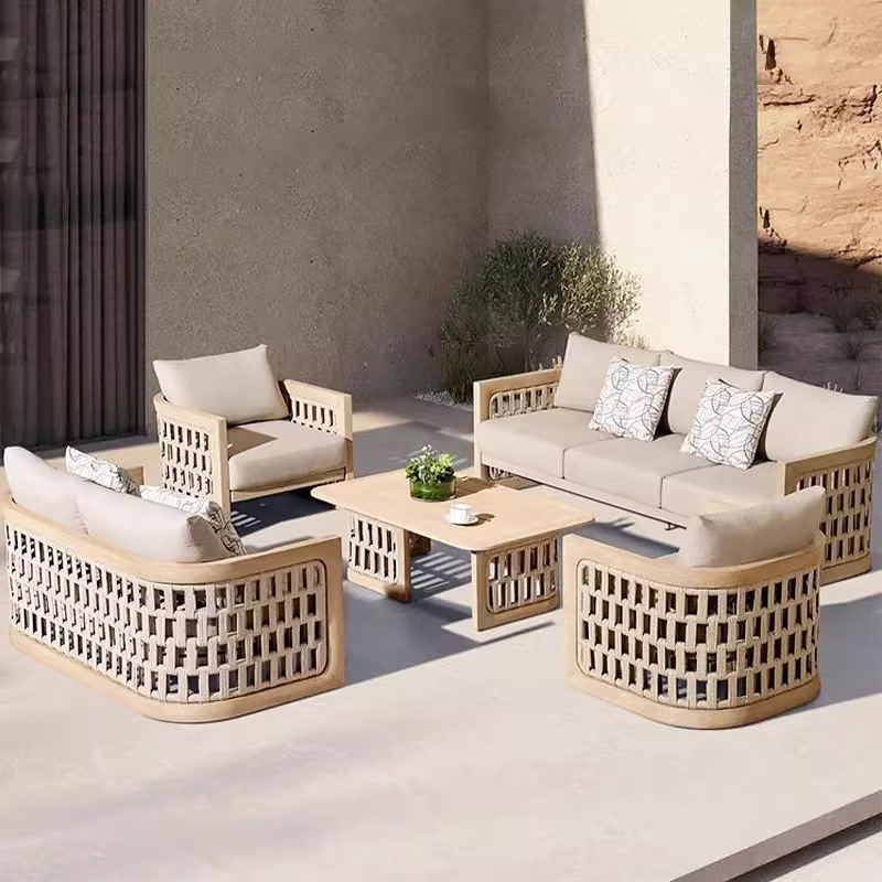 Sofá al aire libre patio villa jardín ocio al aire libre importación de teca diseñador al aire libre sofá de madera maciza