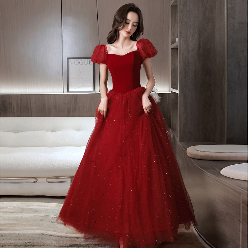Bride's Toast Dress 2026 New Autumn Runaway Princess Red Engagement Wedding Toast Dress Long Gown