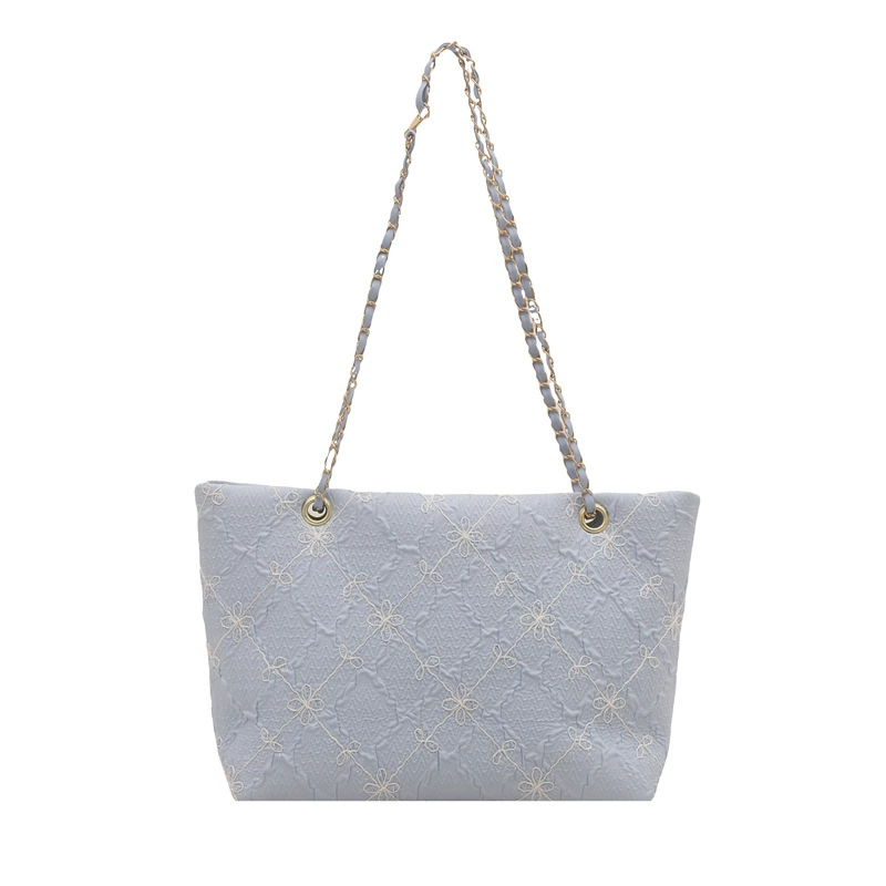 Handheld shoulder bag, quilted texture, chain strap — summer style, 4 colors