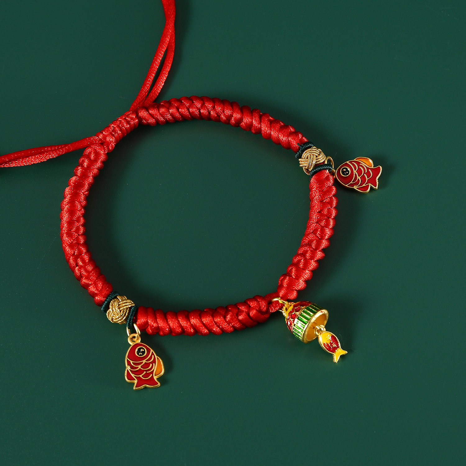 2025 Año Nuevo mascota collar de cuerda roja colgante de jade de cerradura pescado monedas de oro campana chino del Festival de Primavera gatos collar de perro