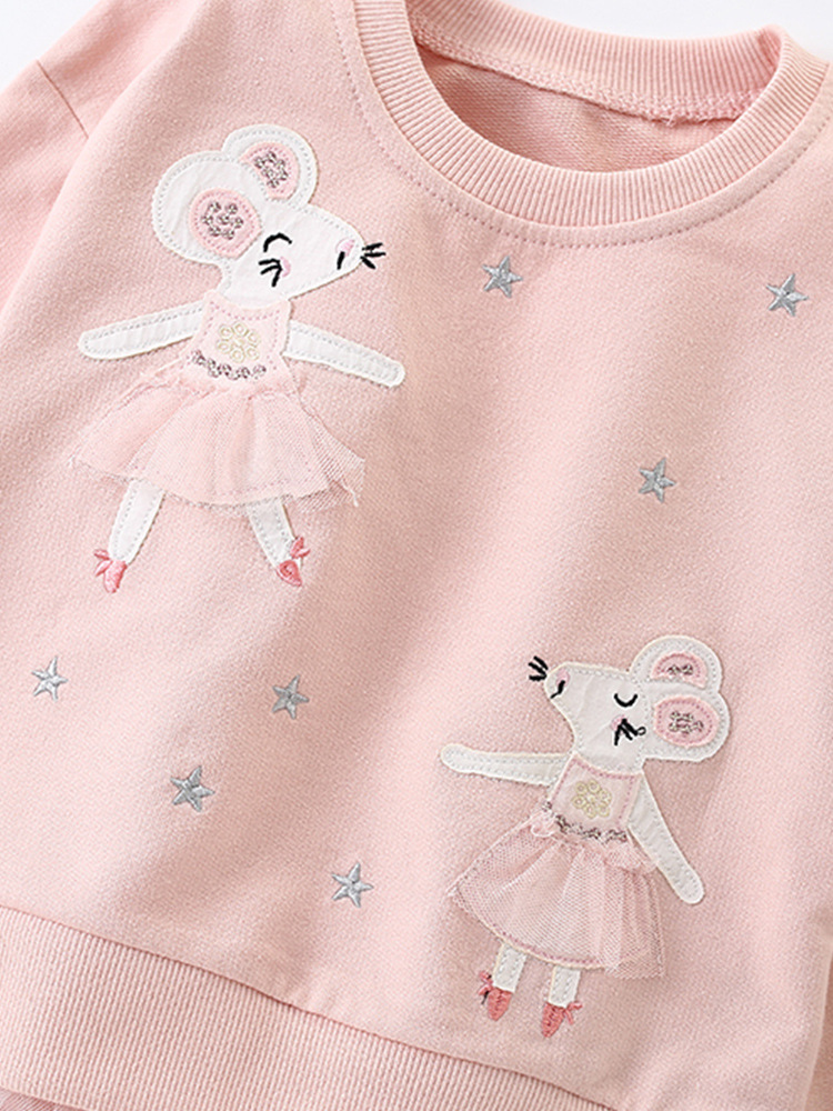 Malwee niñas dos piezas de otoño nuevo estilo europeo y americano de niños de manga larga de cuello redondo casual ropa infantil set de estilo occidental