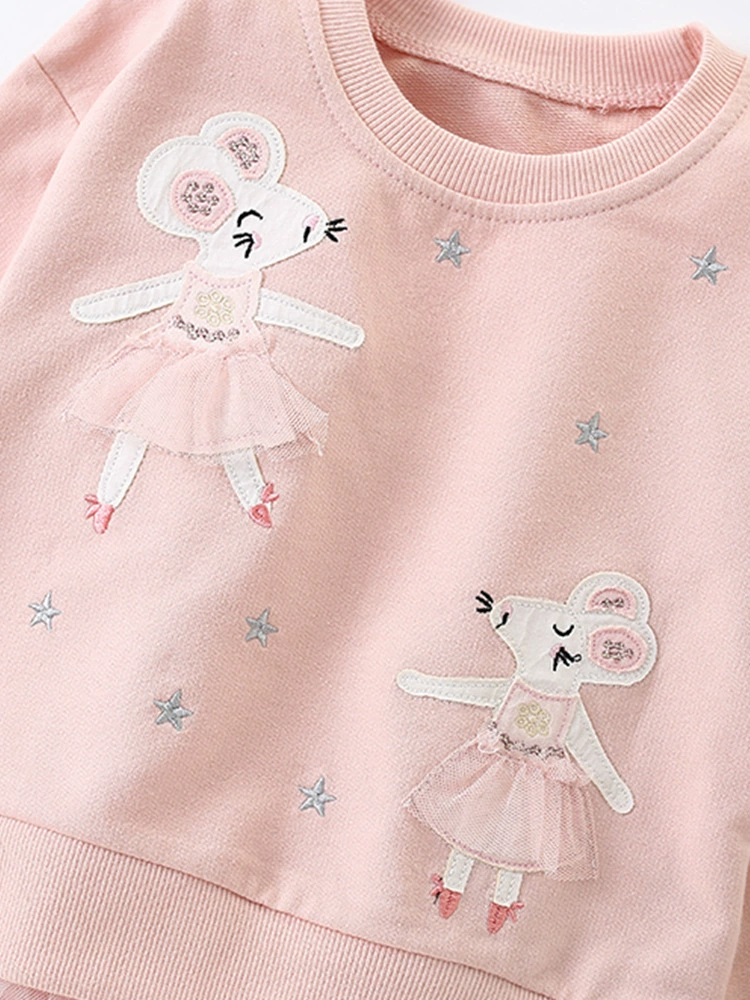 Autumn long-sleeve set (malwee) for girls, tulle hem top + leggings, European casual style