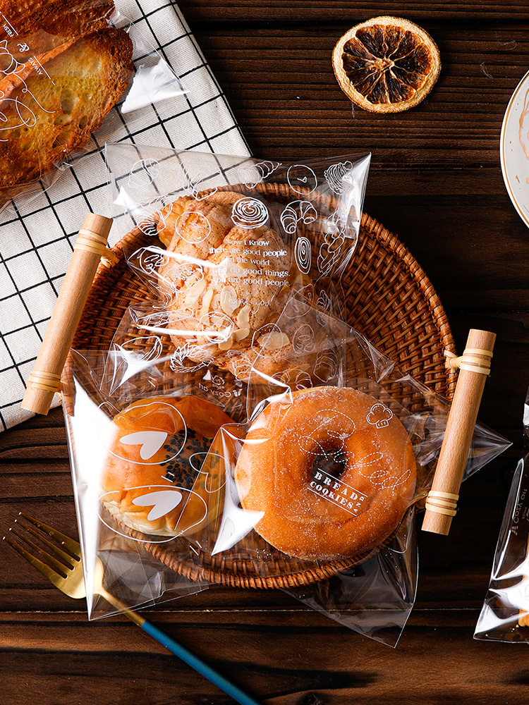 面包包装袋自封袋吐司烘焙自粘透明甜甜圈蛋糕贝果打包小馒头袋子