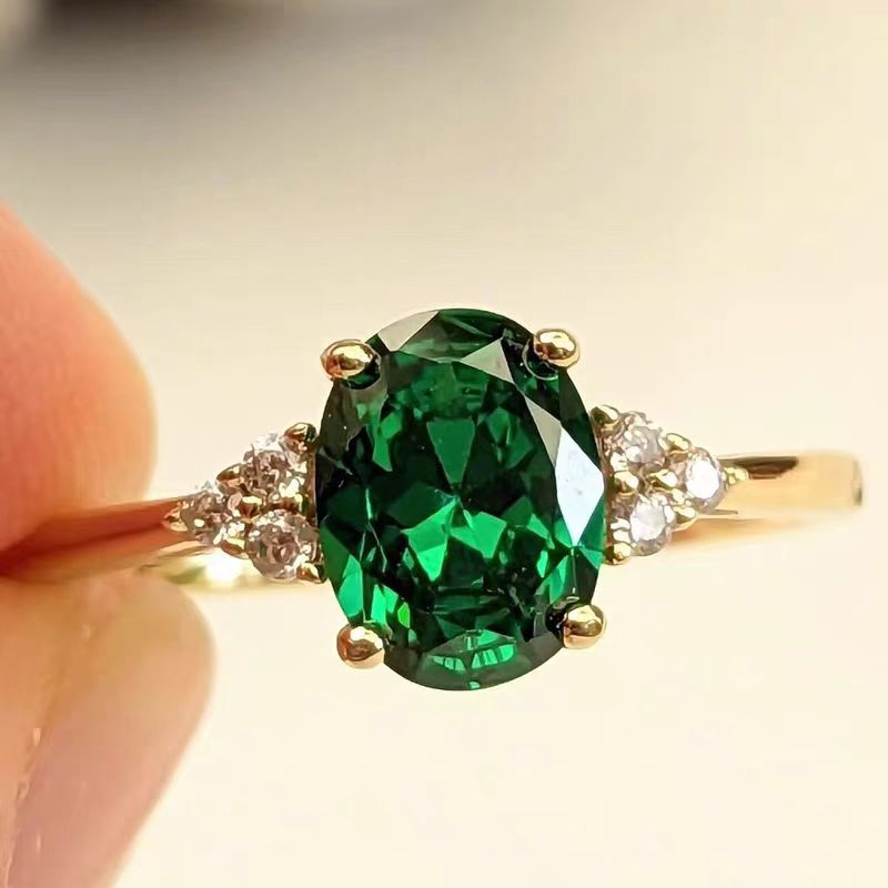 Temu Hot Selling Explosions Cross-border E-commerce European and American Emerald Ladies Ring Wedding Engagement Ring Ring Wholesale