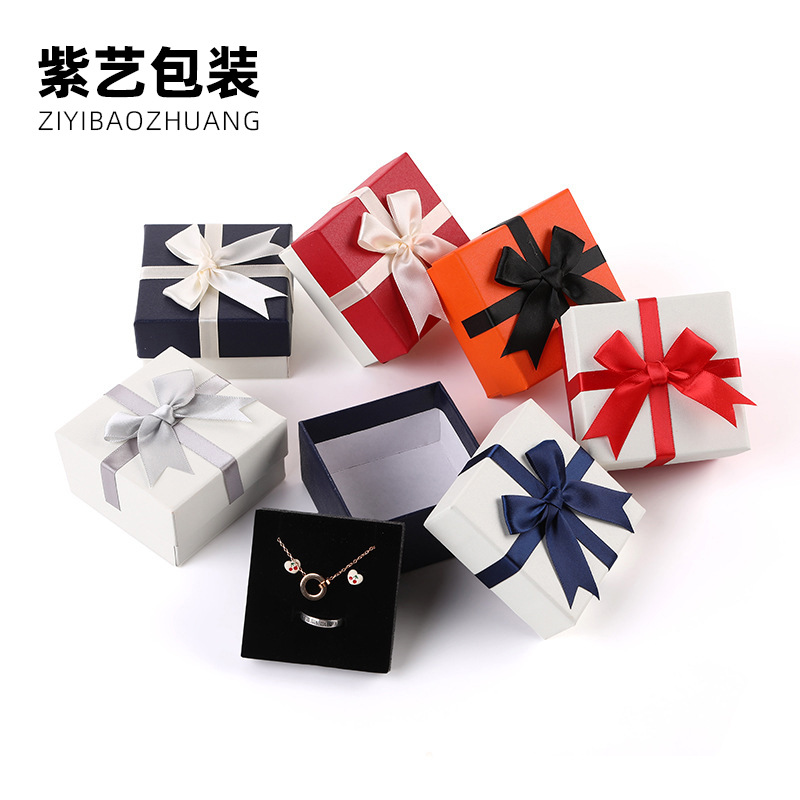 factory in stock six-color bow jewelry box tiandigai jewelry box necklace earrings jewelry gift box wholesale