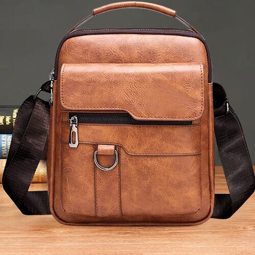 Fashionable unisex crossbody shoulder bag with soft pouch, slim vertical small backpack, multifunctional retro crossbody bag