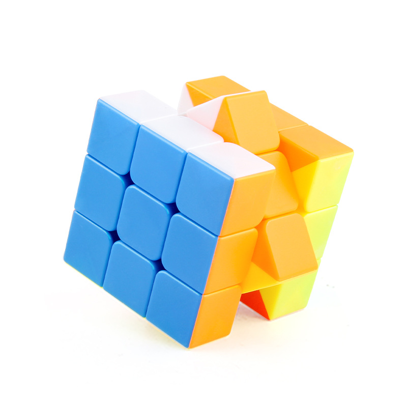 Liso de tercer orden Cubo de Rubik con Spring Educational Science and Education color sólido Cubo de Rubik regular pequeña regla mágica 3,4 cm Rubik's Cube blister Pack