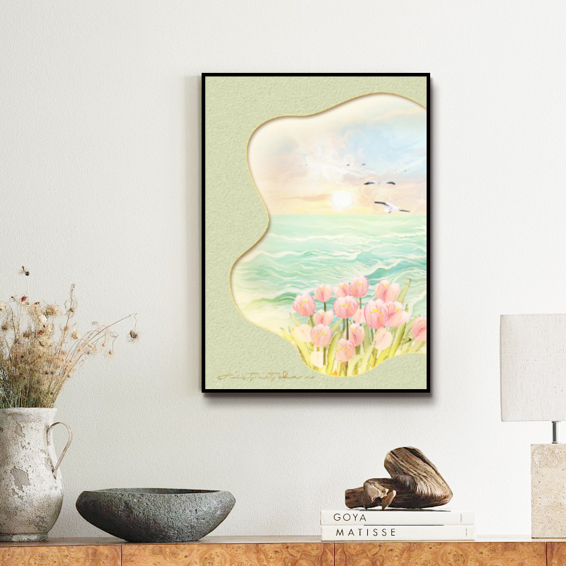 Pintura decorativa de entrada de estilo crema nórdico