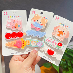 Korean version of soft cute bear hair clip set for women in summer, cute girl with heart bangs and broken hair clip, simple temperament side clip
