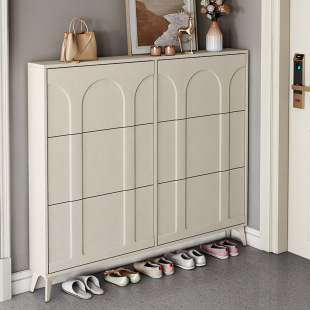 Cream Style Shoe Cabinet Home Entrance Entrance Cabinet Integrated Small Apartment 2022 New Storage Shoe Rack