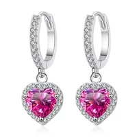 Серьги из стерлингового серебра 925 пробы, серьги-мешки с муассанитом, серьги в форме сердца, розовые бирюзовые серьги с муассанитом, трансграничные
