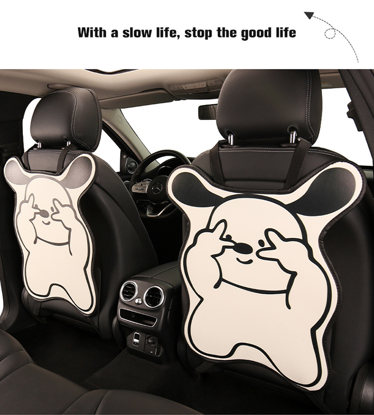 Bieye Little Rabbit Puppy Anti-Kick Pad Car Seat Back Anti-Stain Anti-Scratch Pad Cartoon Cute All-Season Universal Pu Protection
