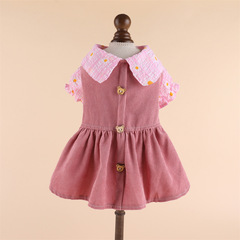 Floral baby doll neck dress for pets: Teddy, Bichon Frise, Shih Tzu, Pomeranian, Yorkie, dogs, cats - spring clothing