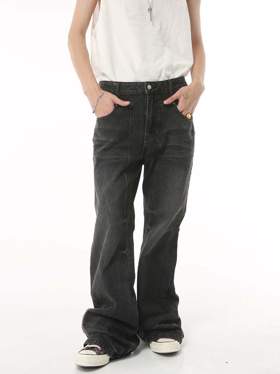 Mtlclothes ropa de Hombre | 2023 cuatro estaciones nuevo casual Hong Kong estilo retro apenado flaco jeans