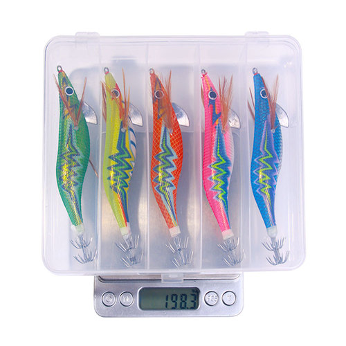 Wooden shrimp Lua bait long-range squid special Lua fake bait set seawater killing bass sequin bait sj033